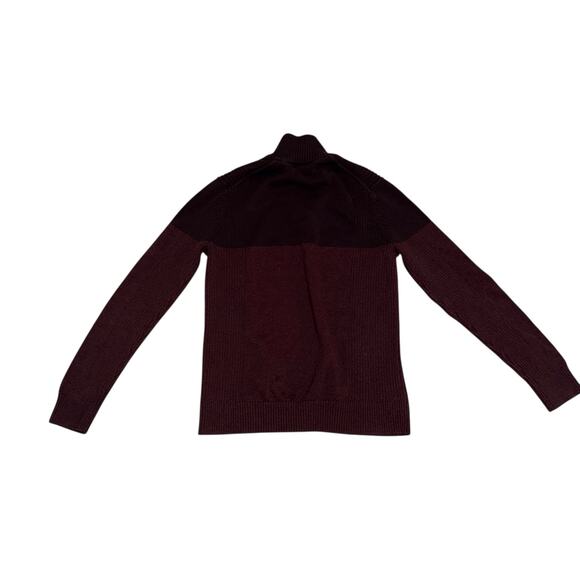 Calvin Klein Mens 1/4 Zip Knit Mock Neck Colorblock Sweater Burgundy Size Small - Picture 4 of 8